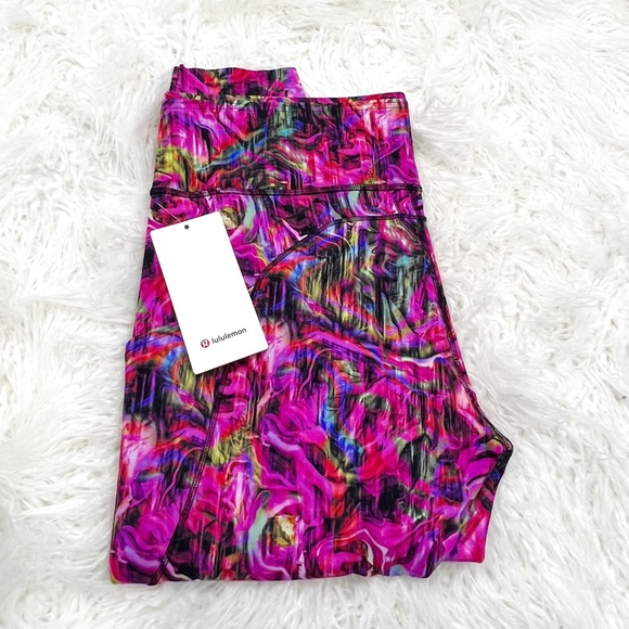 NWT Lululemon Fast and Free High-Rise Tight 25" In Hyper Flow Pink Multi - Picture 5 of 15